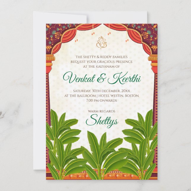 Digital South Indian wedding cards Telugu invites (Front)