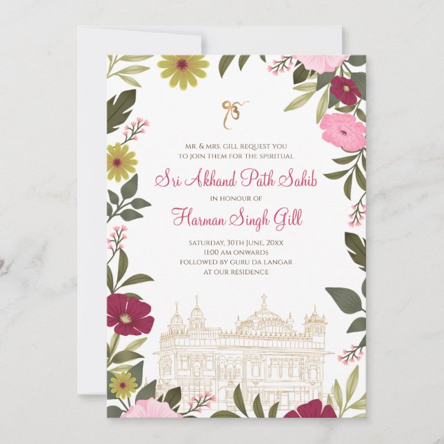 Digital Sukhmani path or Akhand Path invite  (Front)