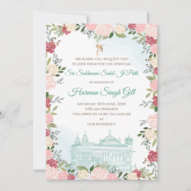 Digital Sukhmani sahib ji path invitation download (Front)