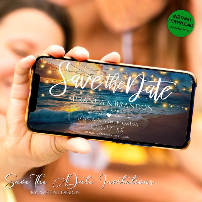 Digital Sunset Beach Save the Date Invitation (Creator Uploaded)