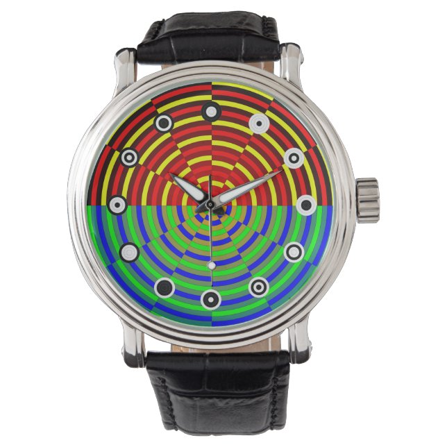 Digital Sunset (Binary Face) by Kenneth Yoncich Watch (Front)