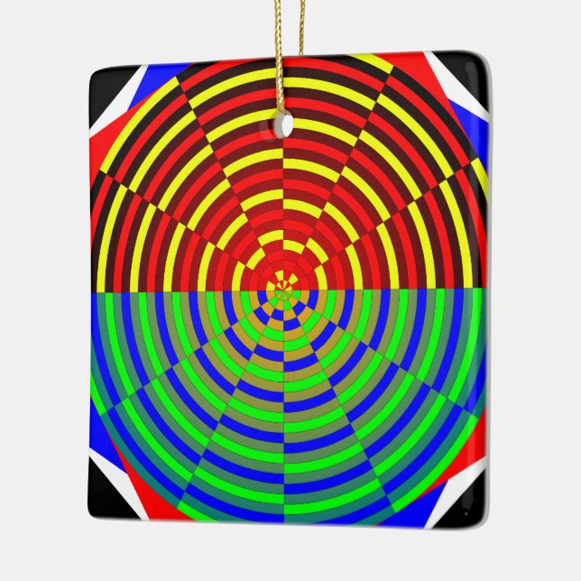 Digital Sunset by Kenneth Yoncich Ceramic Tree Decoration (Left)