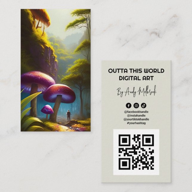 Digital Surreal Artist QR Code Business Card (Front/Back)