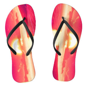 Digital Synthwave Sunset Sea Reflection Jandals