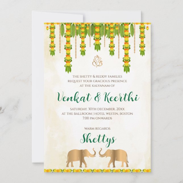 Digital Telugu invite & Indian Wedding invitation (Front)