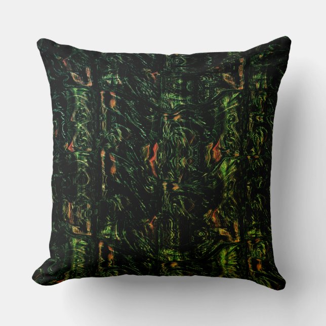 Digital tree bark under green hammered glass cushion (Front)