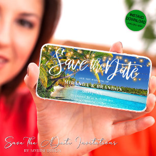 Digital Tropical Beach Save the Date Invitation