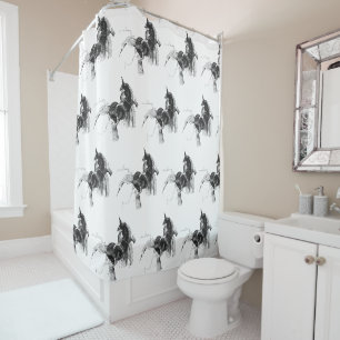 Digital Unicorn Figure - Custom Background Colour Shower Curtain