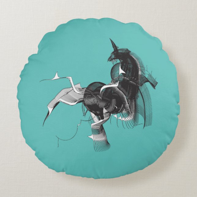 Digital Unicorn Round Cushion (Front)