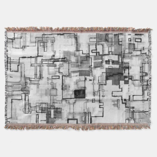 Digital Urban Circuit Design Throw Blanket (Front)