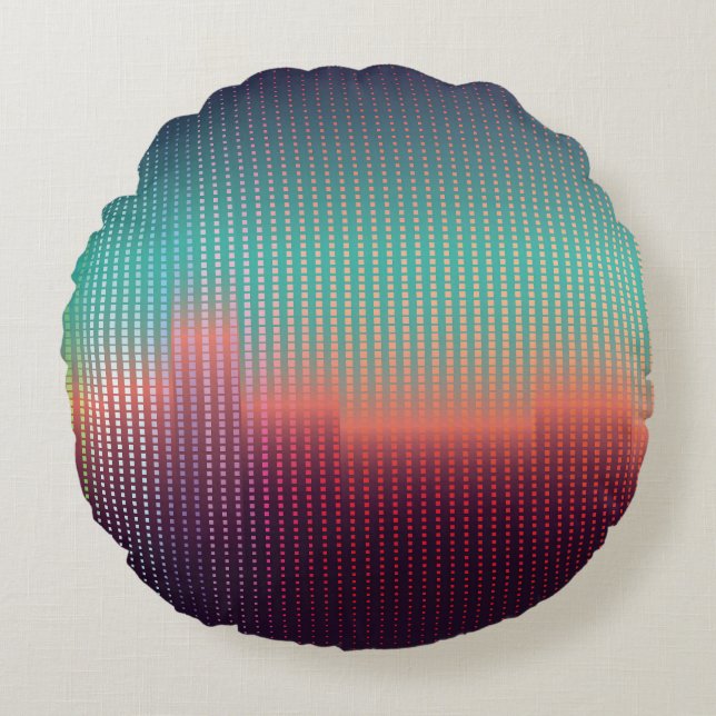 Digital urban landscape, colourful squares. round cushion (Front)