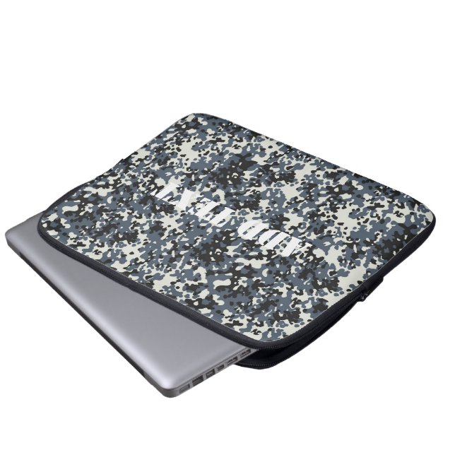 Digital Urban Military Camouflage Pattern Laptop Sleeve (Front Bottom)
