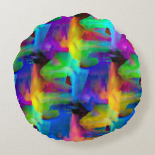 Digital very coloured brush strokes smudges round cushion