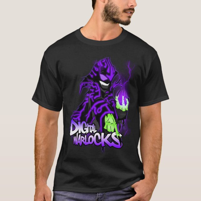 Digital Warlock Purple Warlock - Basic Dark T-Shir T-Shirt (Front)