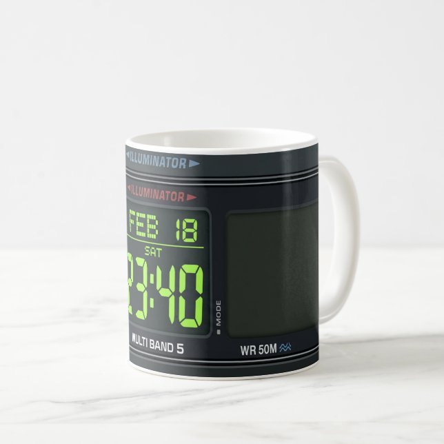 Digital Watch Face Design Coffee Mug (Front Right)