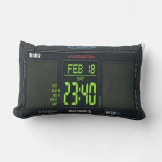Digital Watch Face Lumbar Pillow