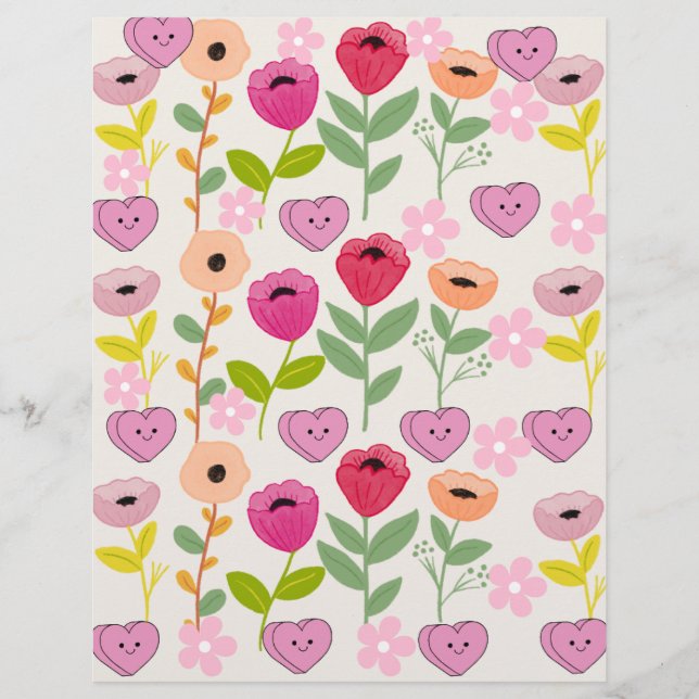 Digital Water Colour Flower Scrap Paper (Front)