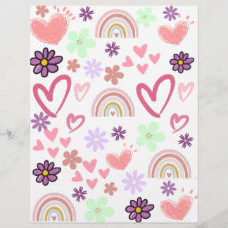 Digital Water Colour Flower Scrap Paper