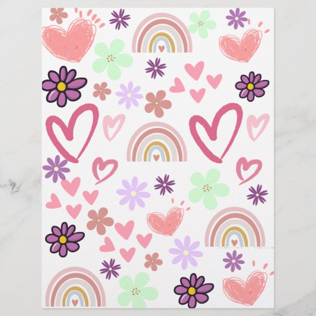 Digital Water Colour Flower Scrap Paper (Front)