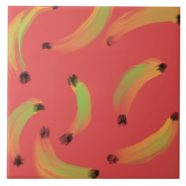 Digital Watercolor Gouache Bananas Tile (Front)
