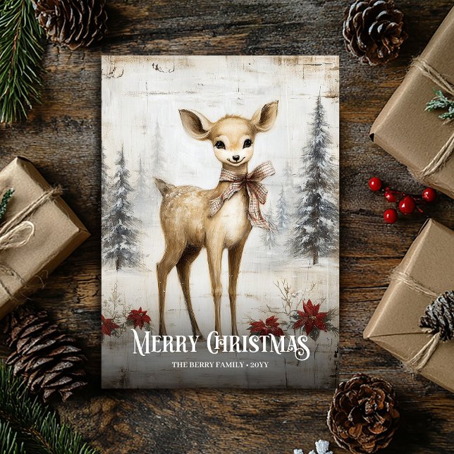 Digital Watercolor Red White Christmas Deer Card (Digital Watercolor Red White Christmas Deer Card)