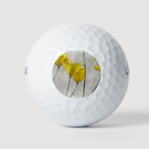 Digital Watercolor Yellow California Poppies Golf  Balls
