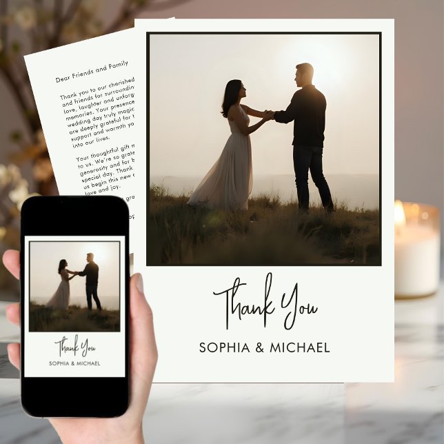 Digital Wedding Thank You Modern Minimal Photo Invitation (Creator Uploaded)