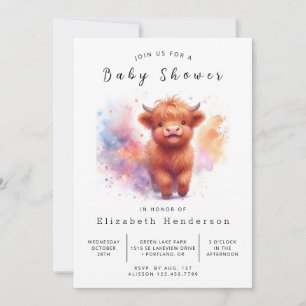 Digital Whimsical Fun Cow Baby Shower  Invitation