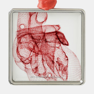Digital wireframe of the human heart metal tree decoration