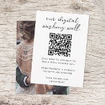 Digital Wishing Well QR Code Wedding Registry Encl Enclosure Card<br><div class="desc">Simple, stylish wedding digital wishing well photo enclosure card in a modern minimalist design style with an elegant natural script typography in classic black on a white background, with an informal handwriting style font. The design can easily be personalised with your title, payment details (Zelle, Venmo, Paypal), scannable QR code,...</div>