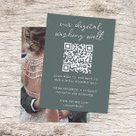 Digital Wishing Well QR Code Wedding Registry Enclosure Card<br><div class="desc">Simple, stylish wedding digital wishing well photo enclosure card in a modern minimalist design style with an elegant natural script typography in classic white on a sage green background, with an informal handwriting style font. The design can easily be personalised with your title, payment details (Zelle, Venmo, Paypal), scannable QR...</div>