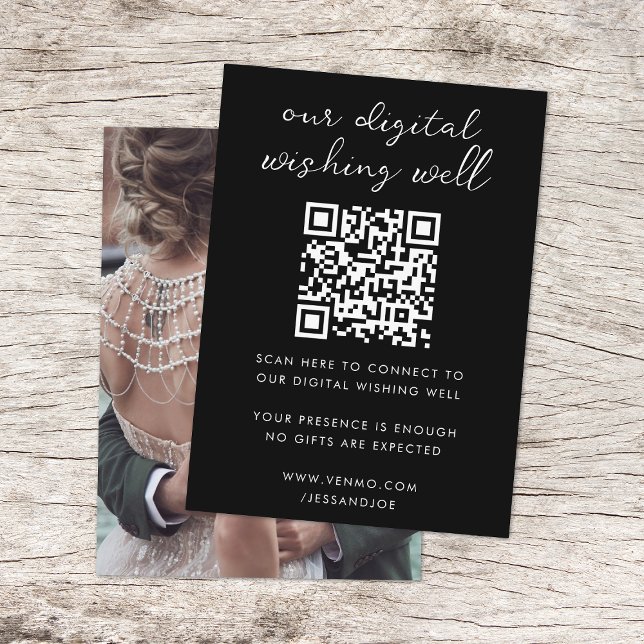 Digital Wishing Well QR Code Wedding Registry Enclosure Card (Creator Uploaded)