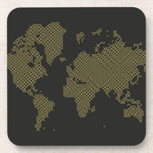 Digital World Map Coaster