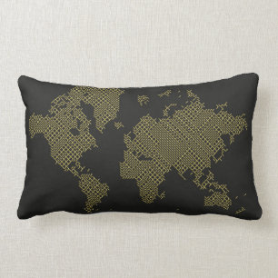 Digital World Map Lumbar Cushion