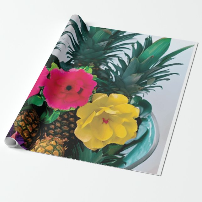 Digital wrapping paper with accent of Pineapple (Unrolled)