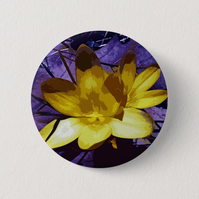 Digital Yellow Crocus 6 Cm Round Badge (Front)