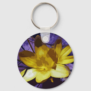 Digital Yellow Crocus Key Ring