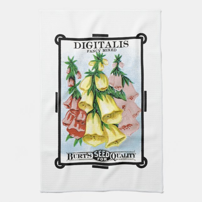 Digitalis Seed Packet Label Tea Towel (Vertical)