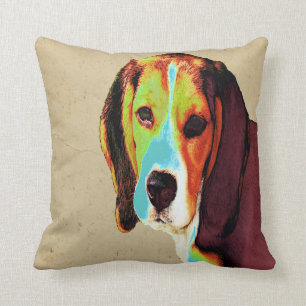Digitally Coloured  Beagle Cushion