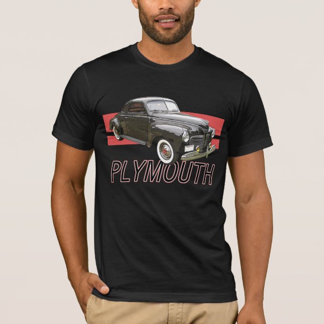 Digitally enhanced image of a black 1941 Plymouth T-Shirt (Front)