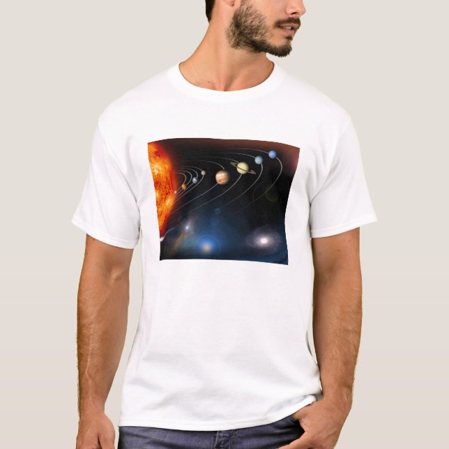Digitally generated image of our solar system T-Shirt (Front)