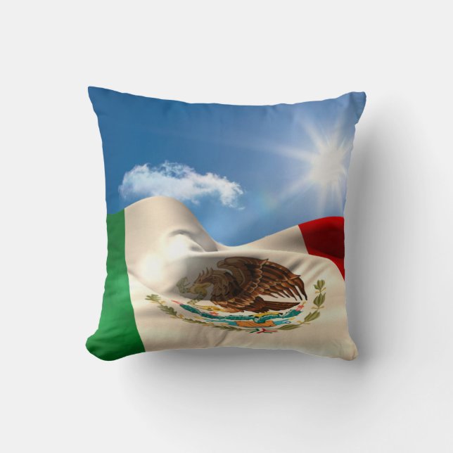 Digitally Generated Mexico Flag Rippling Cushion (Front)