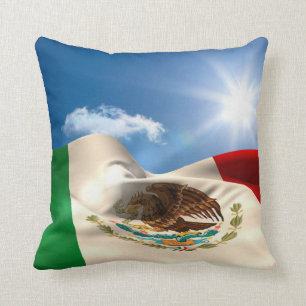 Digitally Generated Mexico Flag Rippling Cushion