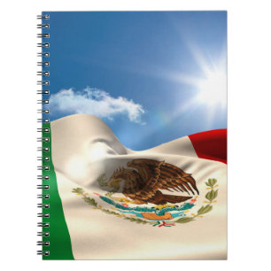 Digitally Generated Mexico Flag Rippling Spiral Notebook