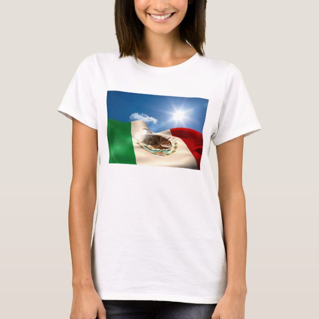 Digitally Generated Mexico Flag Rippling T-Shirt (Front)