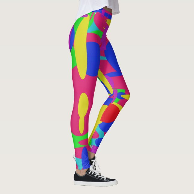 digitally madeBlack design on Red background Leggings (Right)