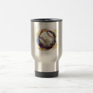 Digitally painted Baseball Design Travel Mug