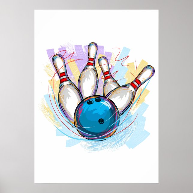 Digitally painted Bowling Design Poster (Front)