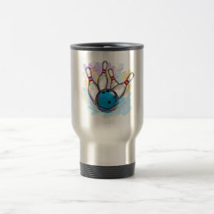 Digitally painted Bowling Design Travel Mug