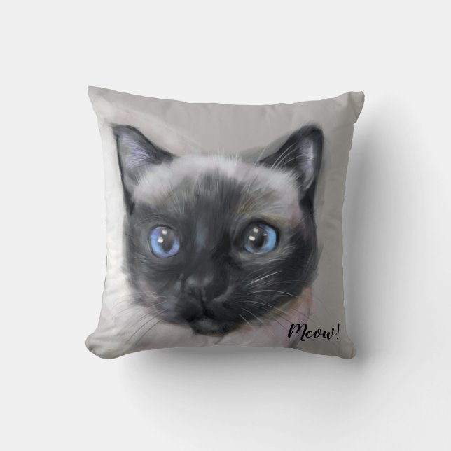 Digitally painted cat. Meow! Cushion (Front)